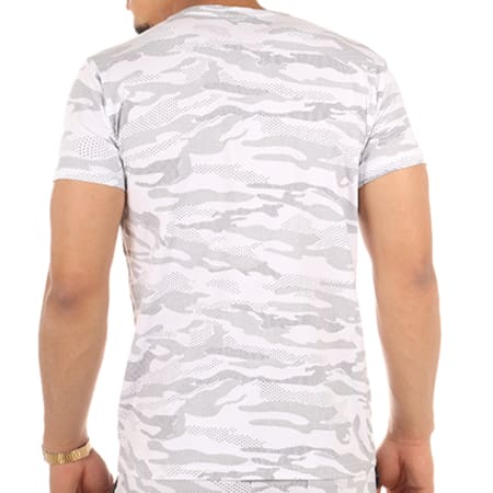 Cabaneli - Ensemble Tee Shirt Short Jumper Gris Blanc Camouflage
